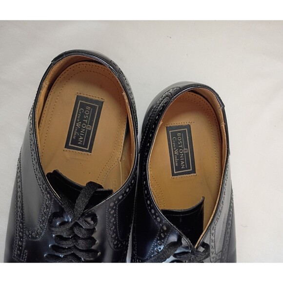Vintage Bostonian Crown Windsor Oxford Black Leather Wing Tip Brogue Shoes 10 3E main image 5